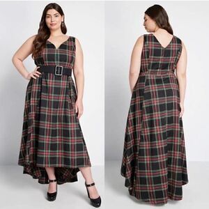 Collectif ModCloth x Collectif Dignity on Display Midi Dress Black Plaid Size 10